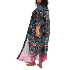 Torrid Multi Ikat Maxi Kimono Swim Cover Up Size 3